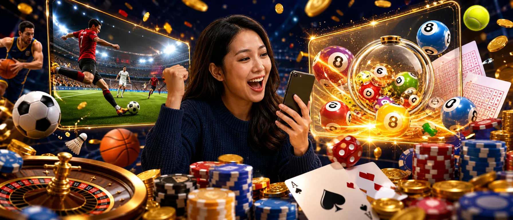 Sports betting and 4D lottery, side by side on Mamak24. From the English Premier League to Malaysia's own 4… – sportsbook stadium illustration